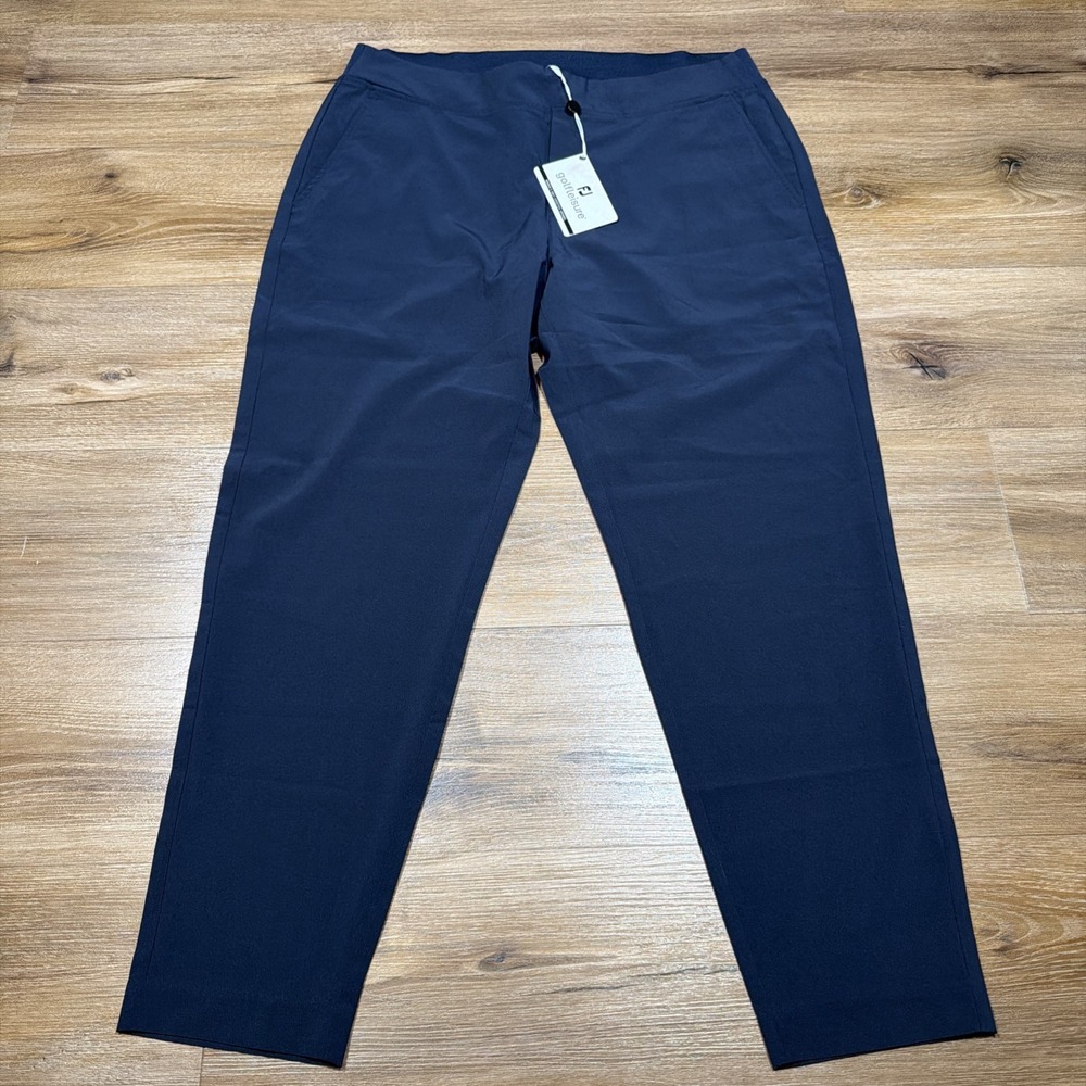 FootJoy Women's LARGE Lightweight Ankle Pant Pull On Elastic Waist Tapered Navy